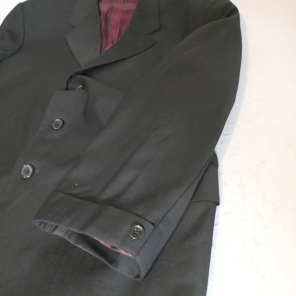 Tiglio Mens 3-Piece Suit 48R Black Super 150s Merino Wool Chianti Dapper Italian